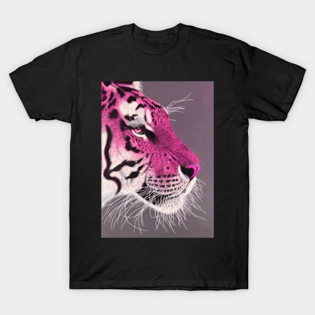 Fuchsia pink and white ombre tiger T-Shirt by LukjanovArt